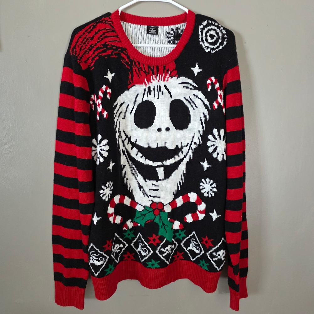 Disney Mens Ugly Christmas Sweater Size Large Jack Skellington Nightmare
